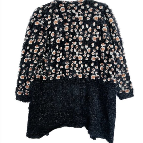 LA FEE VERTE Anthropologie Black Brown Leopard Mohair Long Cardigan Sweater M - Picture 8 of 8